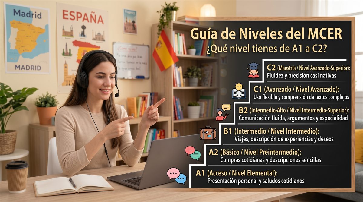 Gráfico de niveles del MCER: de A1 a C2, qué puedes hacer en cada nivel